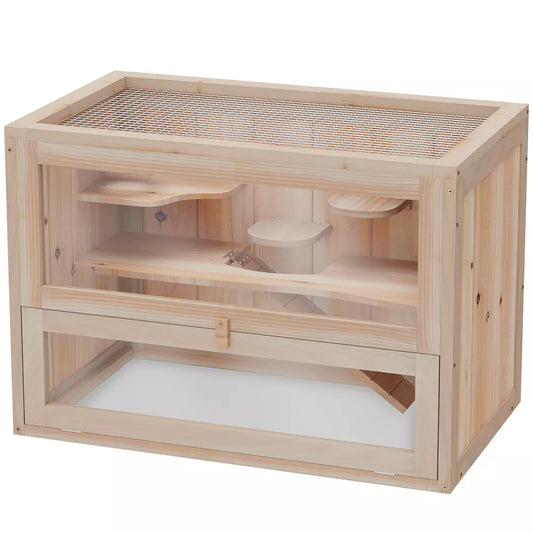 2-Tier Wooden Hamster Habitat Cage