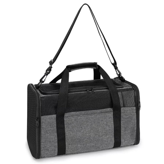 Grey Dual-Opening Soft Pet Travel Carrier